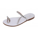 Silver Metallic Straps Thumb Diamantes Glamorous Fancy Flats Sandals Shoes